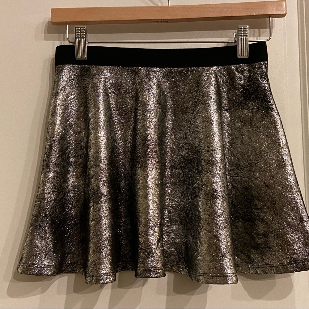 Mia New York Silver Metallic Crackle Suede Girls Skater Skirt  sz 12 NEW‎ NWT